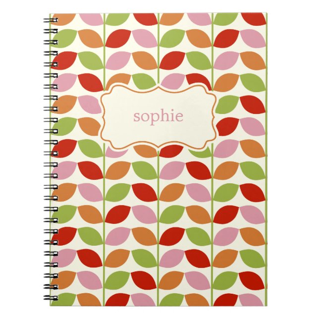 Feuilles colorés Carnet personnalisé - Rose (Devant)