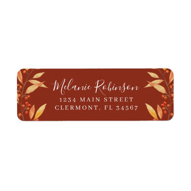 Feuilles d'aquarelle Étiquette de retour d'automne (Devant)