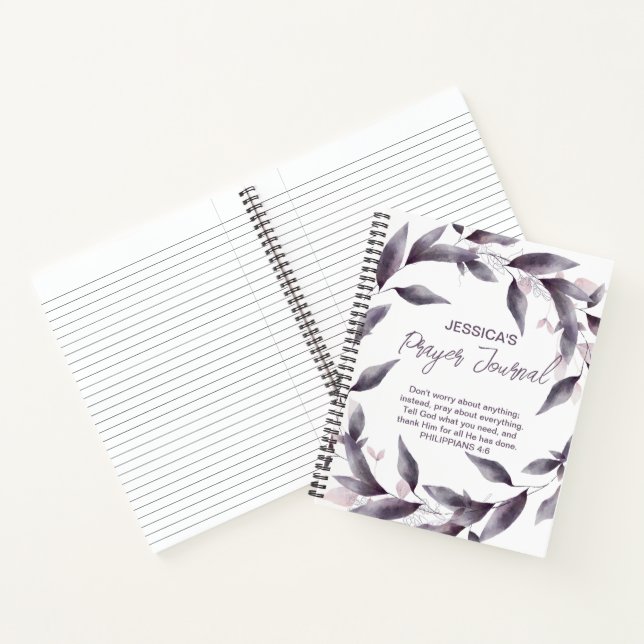 Feuilles d'aquarelle violette Customisé Journal de (Intérieur)