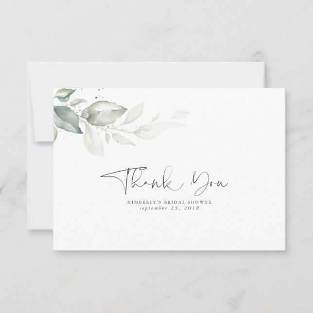 Feuilles d'argent de verdure à l'aquarelle Merci (Devant)