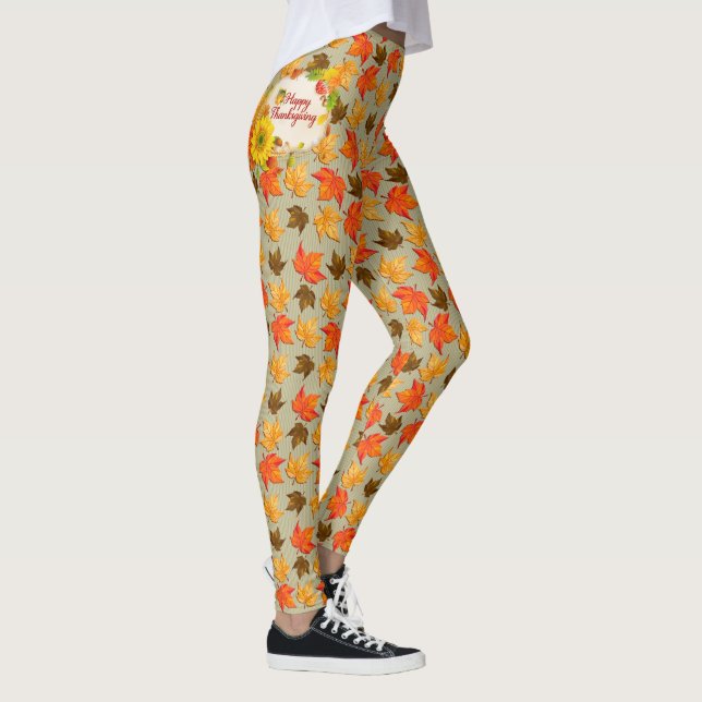 Feuilles d'automne 1 Options d'image Leggings (Droite)