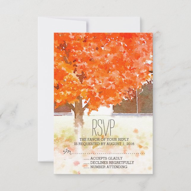Feuilles d'automne aquarelle | RSVP mariage de aut (Devant)