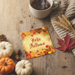 Feuilles d'automne aquarelle rustique Bonjour l'au