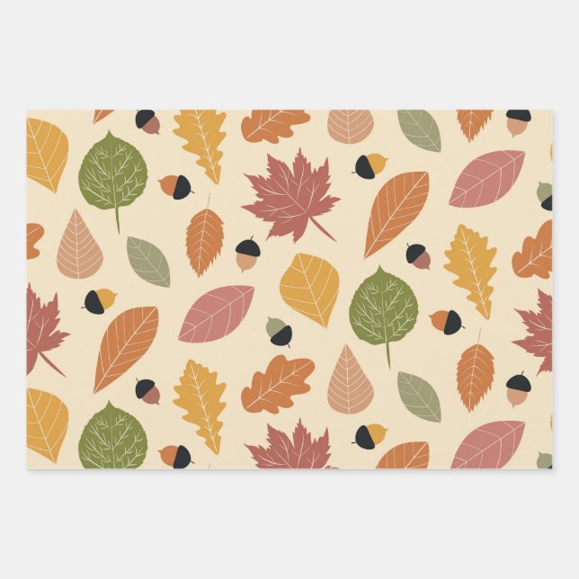 Feuilles d'automne avec glands en brun terracotta  (Devant)