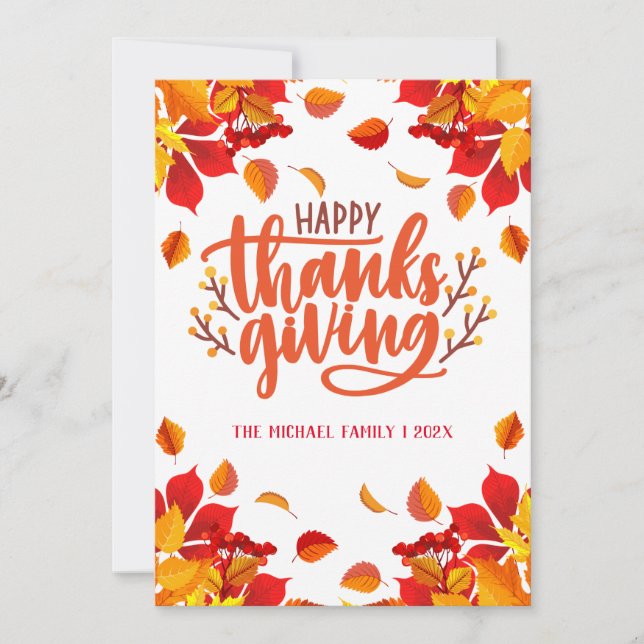 feuilles d'automne bon thanksgiving invitation (Devant)