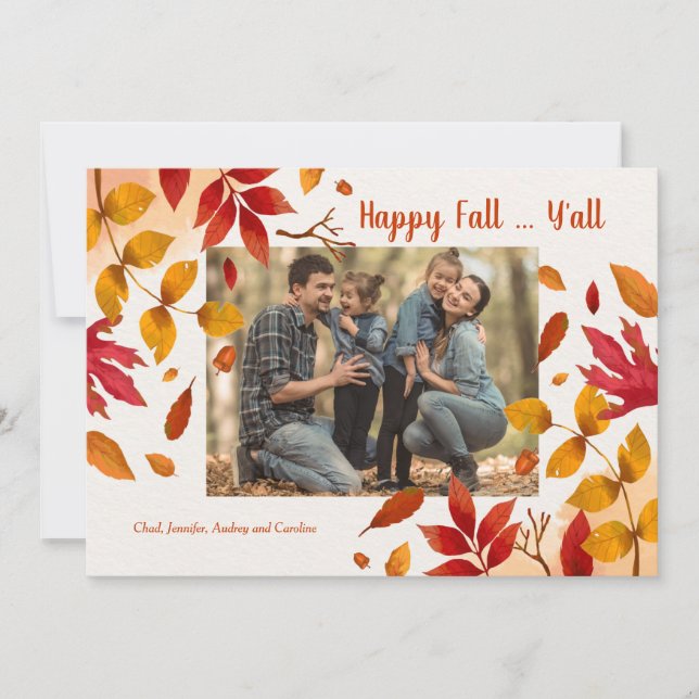 Feuilles d'automne Carte cadre photo horizontale (Devant)