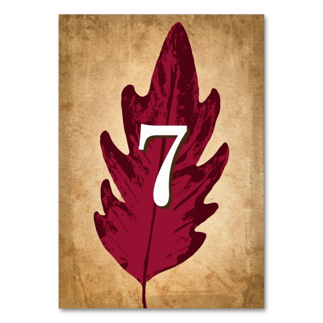 Feuilles d'automne Cartes de table Rustique Mariag (Dos)