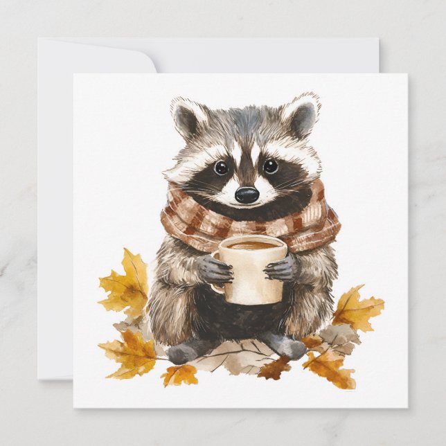 Feuilles d'automne chaleureux raton laveur avec ta (Devant)