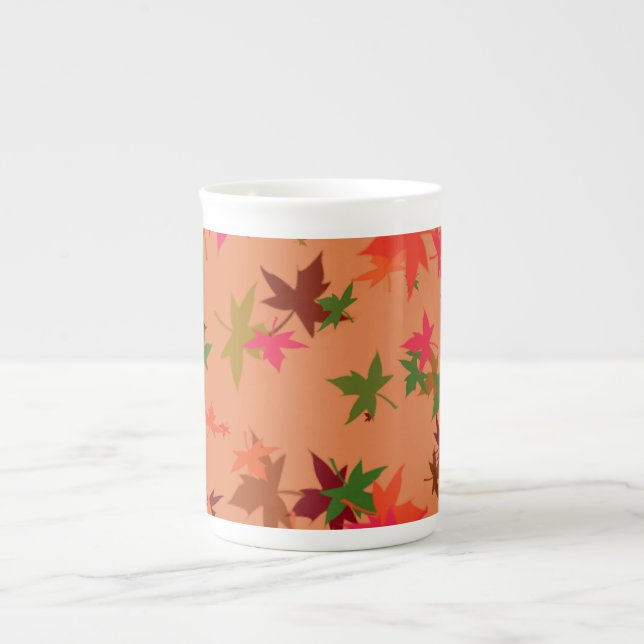 Feuilles d'automne coloré design osseux chine mug (Devant)