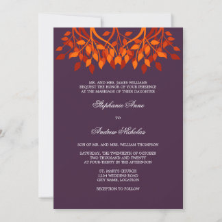 Feuilles d'automne colorées Faire-part de mariage 