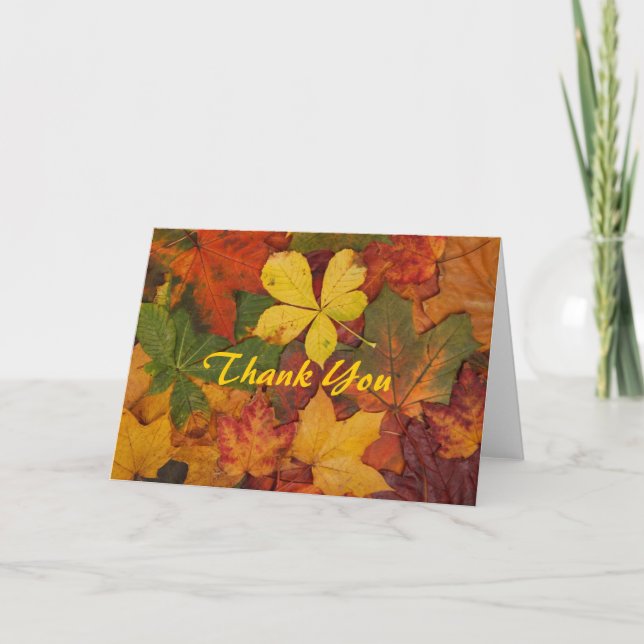 Feuilles d'automne colorées Merci note (Devant)