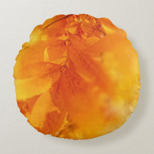 Feuilles d'automne de couleur Coussin ronde