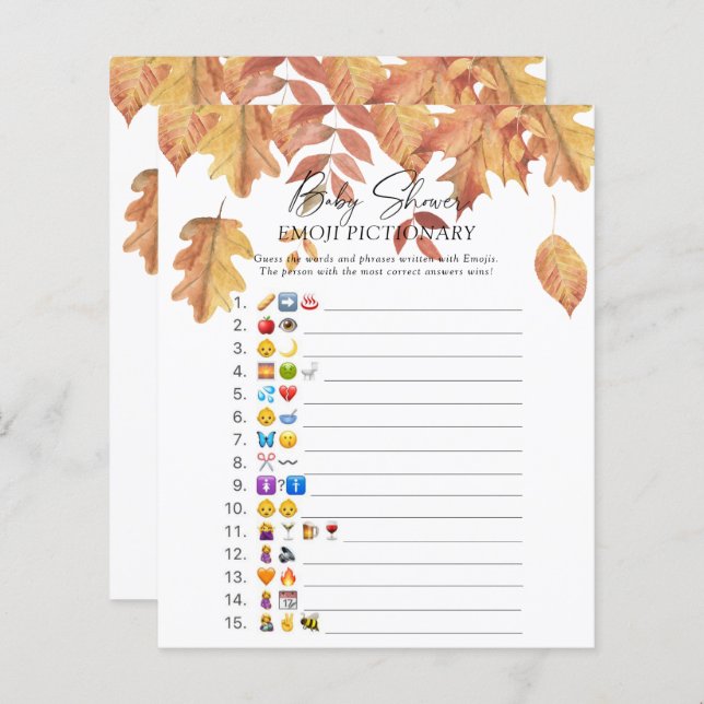 Feuilles d'automne \ Emoji jeu pictural (Devant / Derrière)