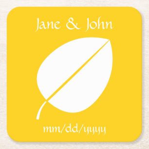 Feuilles d'automne en Sous-verre en Papier Jaune