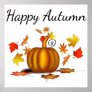 Feuilles d'automne et affiche Citrouille