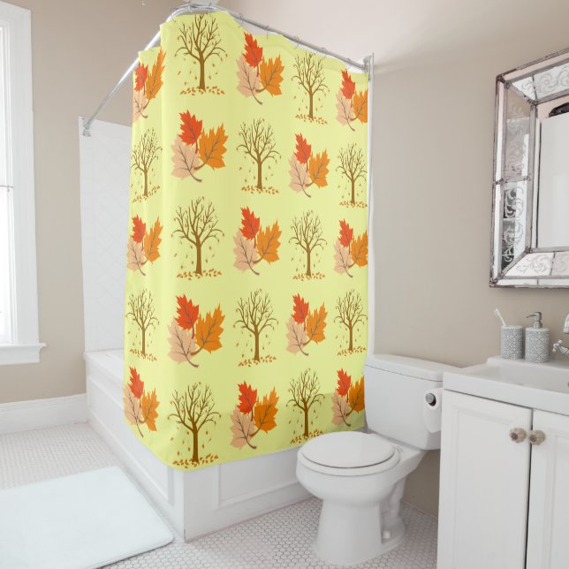 Feuilles d'automne et arbres Douche rideau (En situation)
