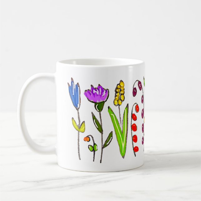 Feuilles d'automne et fleurs de café Mug (Gauche)