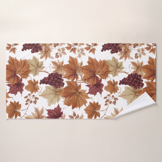 Feuilles d'automne et raisins de vignoble (Serviette de bain)