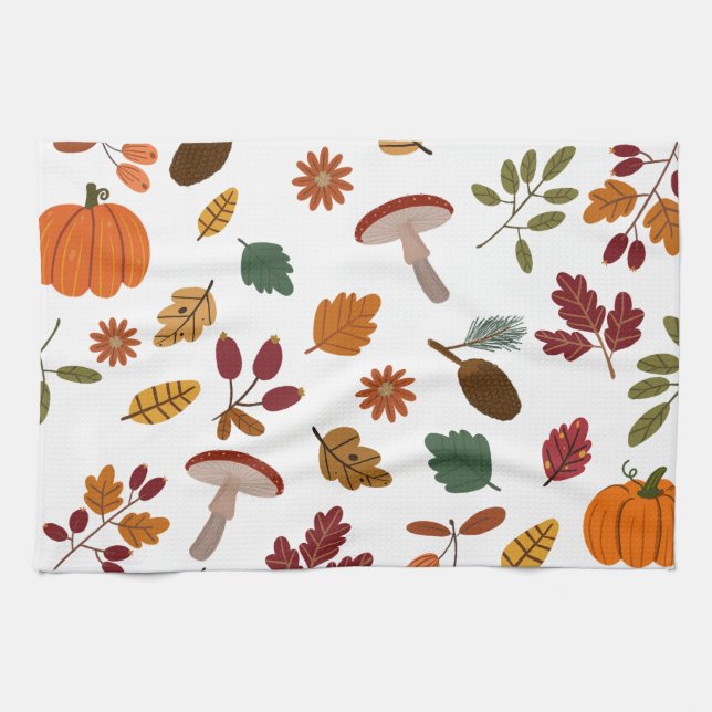 Feuilles d'automne et serviettes de cuisine Motif  (Horizontal)