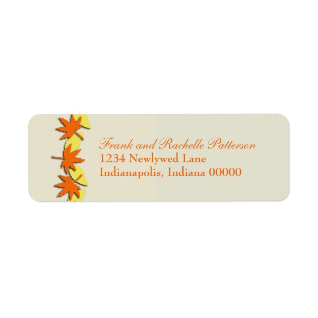 Feuilles d'automne Étiquettes d'adresse de retour  (Devant)