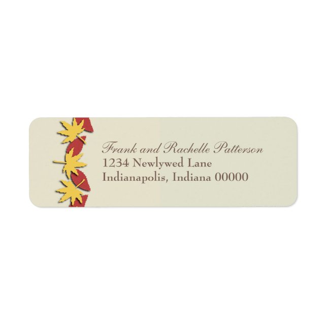 Feuilles d'automne Étiquettes d'adresse de retour  (Devant)