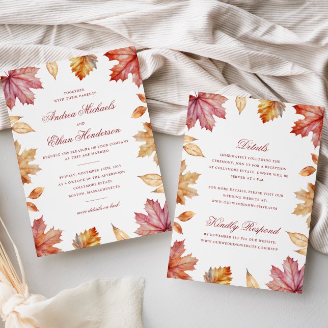 Feuilles d'automne Faire-part de mariage à double  (Créateur téléchargé)