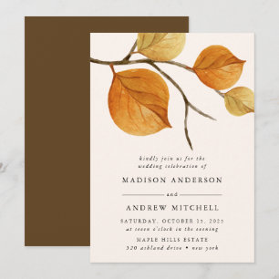Feuilles d'automne   Faire-part de mariage sur une