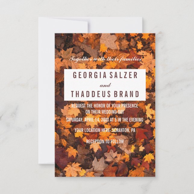 Feuilles d'automne Faire-part de mariage texturé (Devant)
