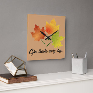 Feuilles d'automne Horloge murale personnalisée