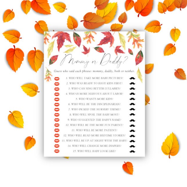 Feuilles d'automne - jeu de baby shower maman ou p (Créateur téléchargé)