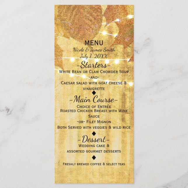 Feuilles d'automne Menu Bois rustique Automne doré (Devant)