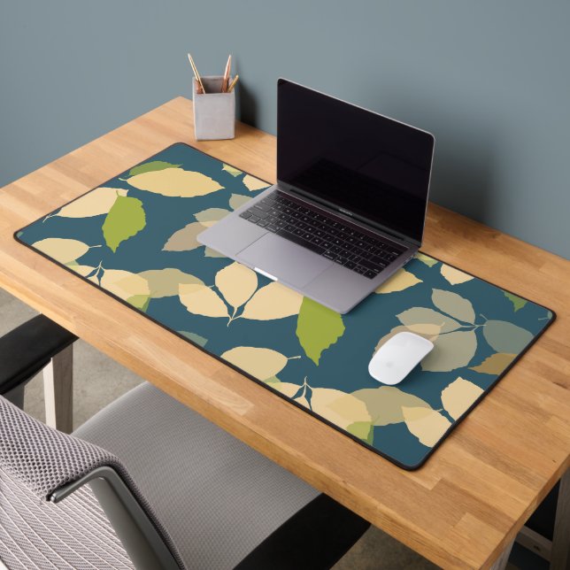 Feuilles d'automne modernes sur fond sarcelle (Bureau 2)