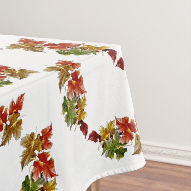 Feuilles d'automne Motif blanc nappe (In Situ)