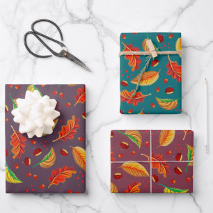 Feuilles d'automne Noix châtaignes Motif Élégant a