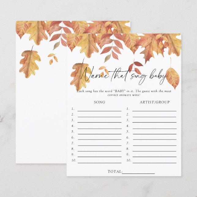 Feuilles d'automne - Nom de la chanson jeu de baby (Devant / Derrière)