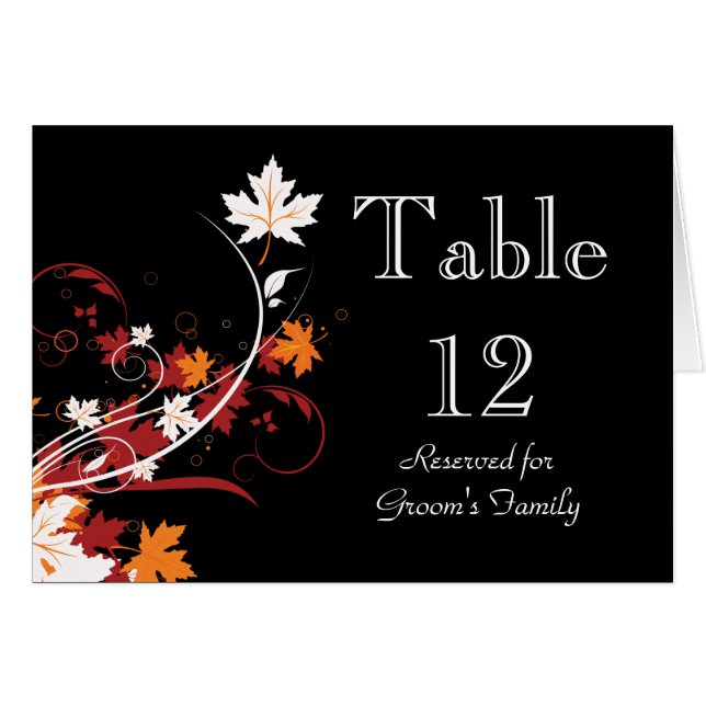 Feuilles d'automne Numéro de table Abstrait (Devant Horizontal)