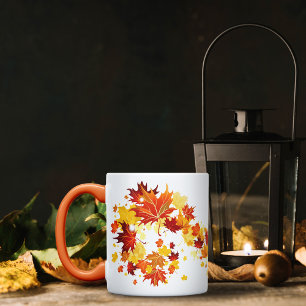 Feuilles d'automne orange-rouge Café Mug