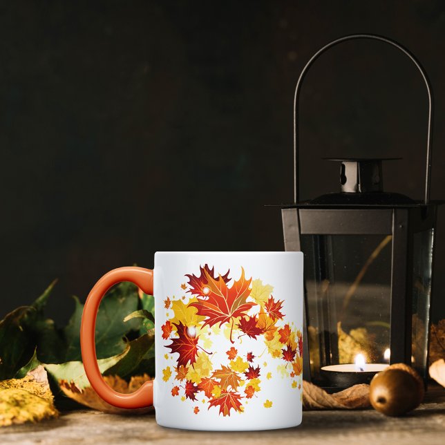 Feuilles d'automne orange-rouge Café Mug (Créateur téléchargé)