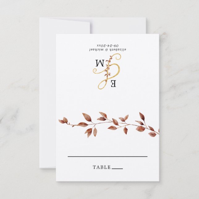 Feuilles d'automne simples Cartes de Mariage pliab (Devant)