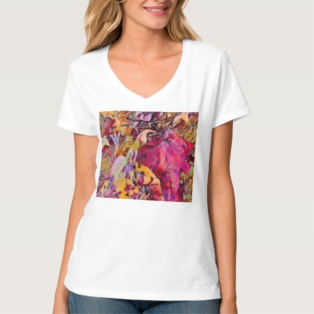 Feuilles D'Automne Transformées En T-shirt Aquarel (Devant)