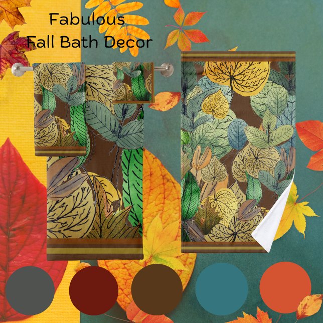 Feuilles d'automne Vert, Brown, Rouille, Chocolat  (Créateur téléchargé)