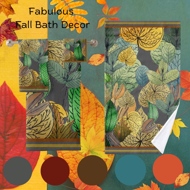 Feuilles d'automne vert, Brown, rouille, gris fumé (Créateur téléchargé)