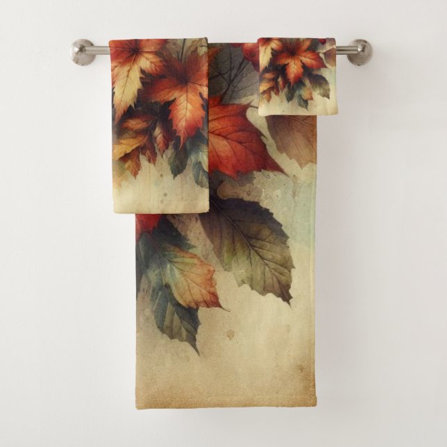Feuilles d'automne vintage aquarelle couleurs auto (En situation)