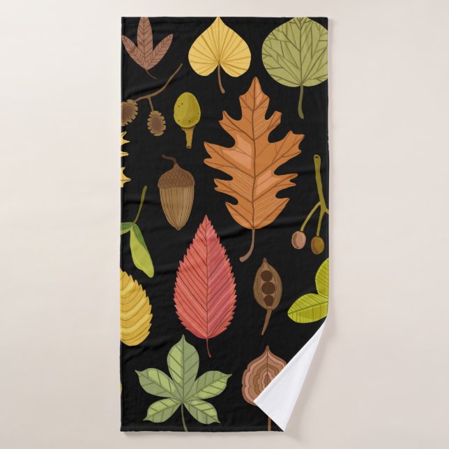 Feuilles d'automne vintage ensemble isolé sur doss (Serviette de bain)