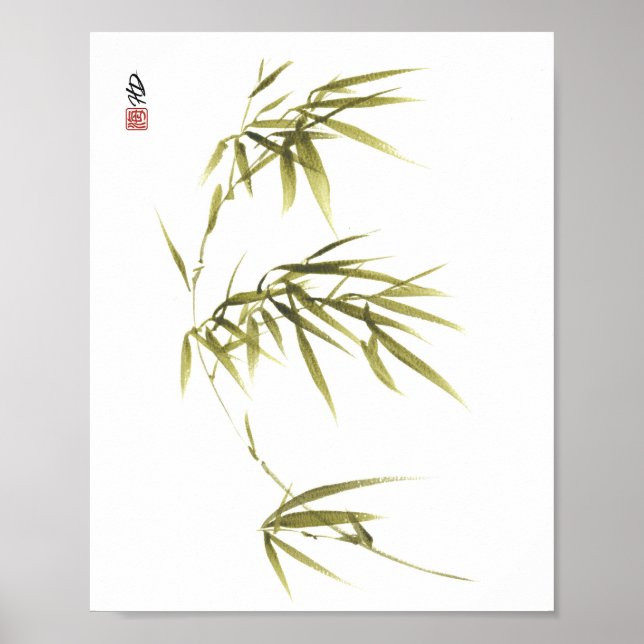 Feuilles de bambou dans la brise Impression d'art  (Devant)