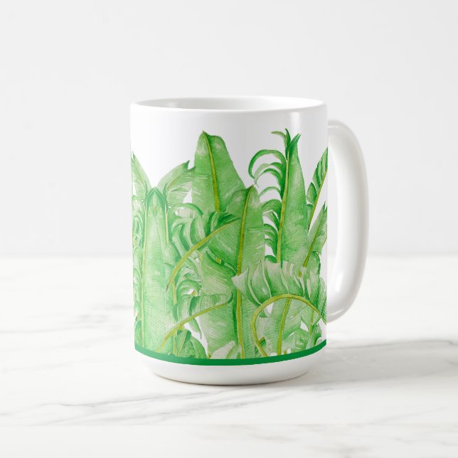 Feuilles de banane sur une Mug Classique (15 oz.) (Devant droit)