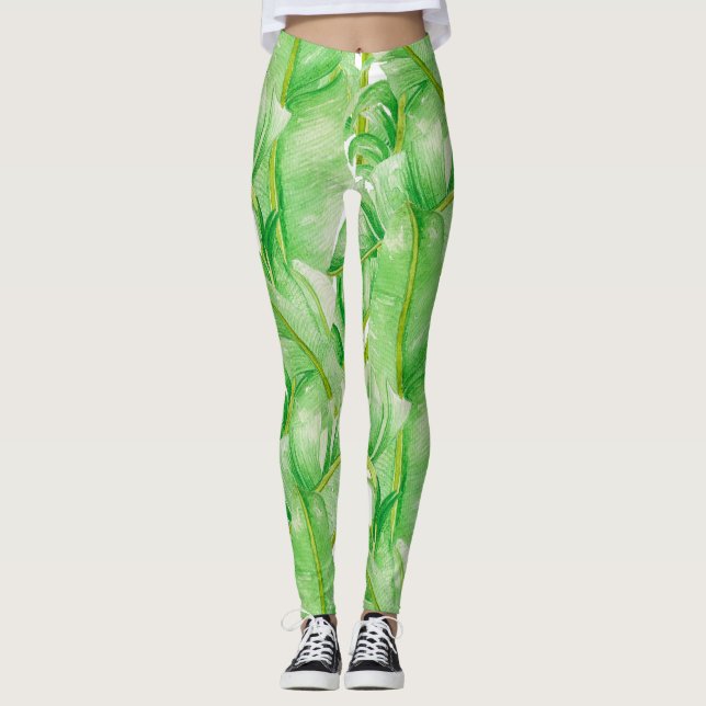 Feuilles de bananes sur Leggings (Devant)