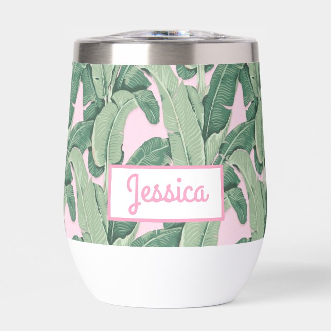 Feuilles de bananes tropicales roses (Avant)