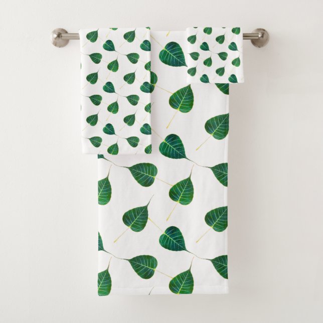Feuilles de Bodhi vertes sur fond blanc (En situation)
