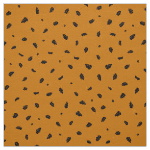 Feuilles de chêne et araignées Noir sur tissu oran
